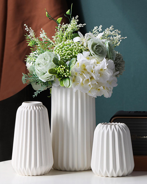 White Ceramic Flower Vase Set of 3, Minimalist Modern Home Decor, Small Pampas Grass Vases for Decor, Table, Shelf Bookshelf Decor, Mantel, Entryway Decor and Centerpieces White Ceramic Flower Vase Set of 3, Minimalist Modern Home Decor, Small Pampas Grass Vases for Decor, Table, Shelf Bookshelf Decor, Mantel, Entryway Decor and Centerpieces