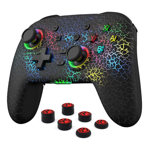 RALAN Black Wireless Pro Controller Compatible with Nintendo Switch/OLED/Lite, with LED Color Light, Programmable Function, Wake-Up, Gyro Axis, Turbo, Dual Vibration