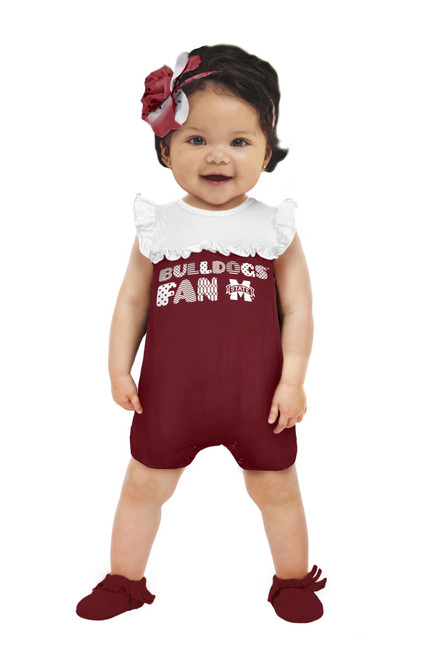 Cheekie Peach NCAA Mississippi State Bulldogs Girls Contrast Jumper, 0-3 Months, Maroon