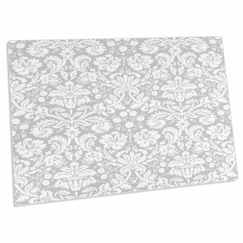 3dRose Silver and White Damask Pattern - Grey Gray - Fancy... - Desk Pad Place Mats (dpd-151416-1)