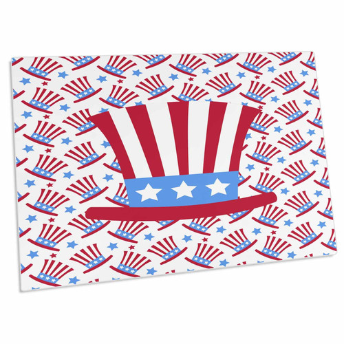 3dRose Patriotic, Soft Red, White, Sea Blue Hat on Hats - Desk Pad Place Mats (dpd-239586-1)