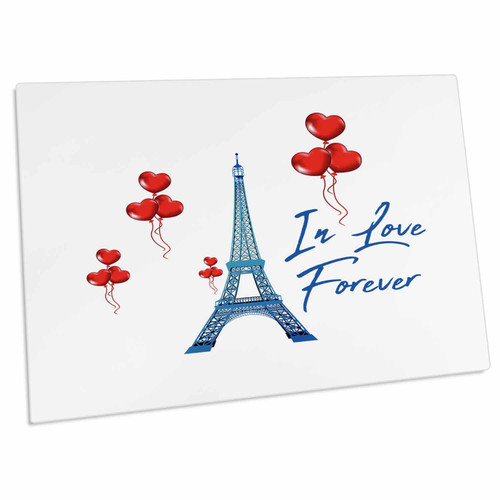 3dRose Blue Eiffel Tower, red Heart Shaped Balloons, in Love... - Desk Pad Place Mats (dpd-303157-1)