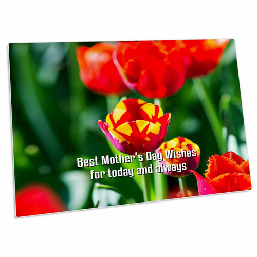 3dRose Happy Mothers Day Greetings. Vibrant red, Yellow Tulip... - Desk Pad Place Mats (dpd-310521-1)
