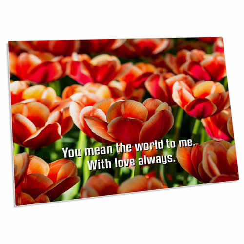 3dRose Happy Mothers Day Greetings. Red Tulip Flowers in The... - Desk Pad Place Mats (dpd-310524-1)