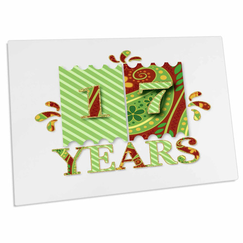 3dRose Lime Green and Reddish Brown Number 17 Birthdays and... - Desk Pad Place Mats (dpd-322523-1)