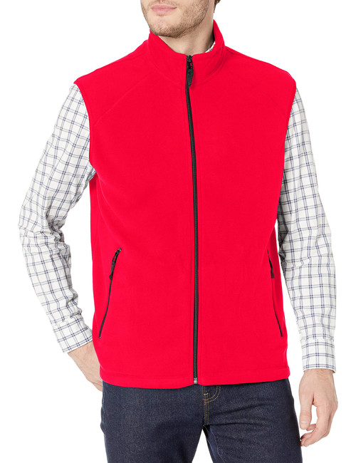 Clique Men's Summit Full-Zip Microfleece Vest, Red, Small