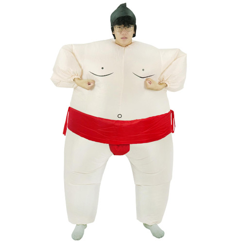 JYZCOS Inflatable Adult Sumo Wrestler Suits Wrestling Fancy Dress Halloween Costume One Size Fits Most (Red Adult)