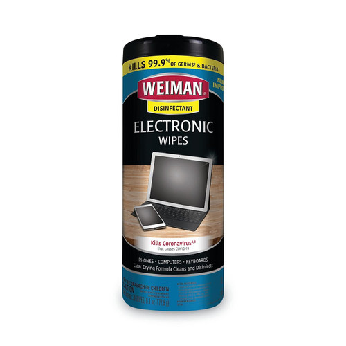 Weiman E-Tronic Wipes, 7 X 8, White, 30/Canister, 4/Carton (93Act)