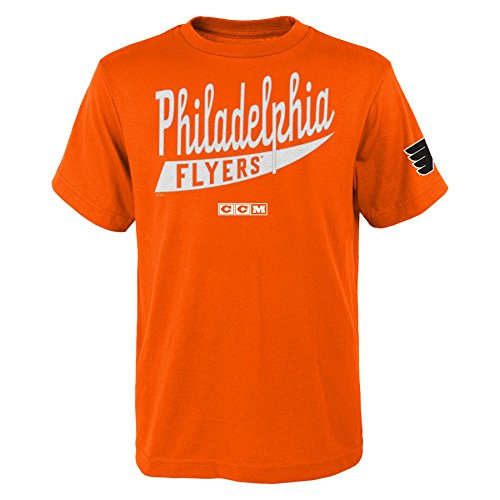 NHL Youth Boys 8-20 Flyers Strike First Short Sleeve Tee, L(14-16), Orange
