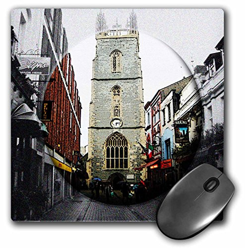 3dRose LLC 8 x 8 x 0.25 Inches Mouse Pad, Main Street of Cardiff Wales Black/White (mp_45364_1)