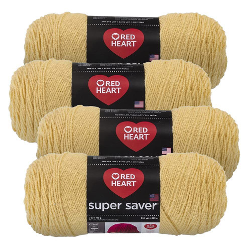 Red Heart Super Saver Yarn (4-Pack of 7oz Skeins) (Cornmeal)