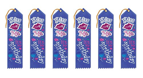 Beistle JR097 6-Pack Kiss Me, it's My Birthday Jeweled Ribbon, 2-Inch by 8-Inch