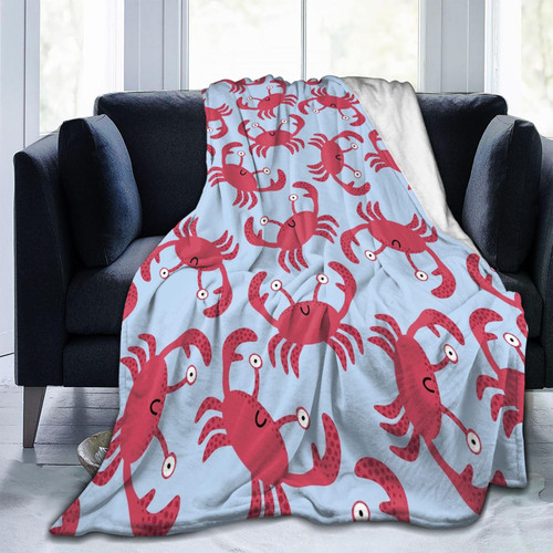 Crabs Throw Blanket Soft Travel Blanket Lightweight Outdoor Blankets Warm Crabs Blanket All Seasons Fluffy Flannel Blanket for Sofa Couch Bed (60"x50")