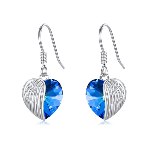 Angel Wings Earrings Sterling Silver Heart Crystal Earrings Guardian Angel Earrings Crystal Jewelry for Women Girls Angel Wings Earrings Sterling Silver Heart Crystal Earrings Guardian Angel Earrings Crystal Jewelry for Women Girls