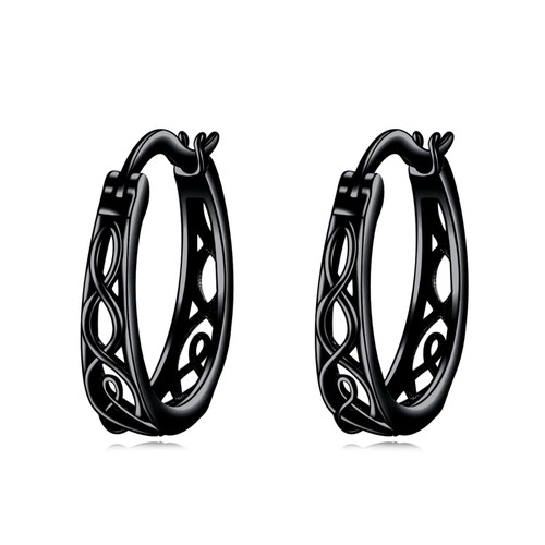 Celtic Hoop Earrings Sterling Silver Celtic Knot Black Small Huggie Earrings Irish Jewelry for Women Celtic Hoop Earrings Sterling Silver Celtic Knot Black Small Huggie Earrings Irish Jewelry for Women