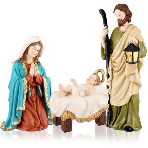 Barydat 3 Pcs Christmas Nativity Set 10" Nativity Scene Indoor Holy Family Figurines Resin Nativity Sets and Figures for Christmas Decorations Indoor