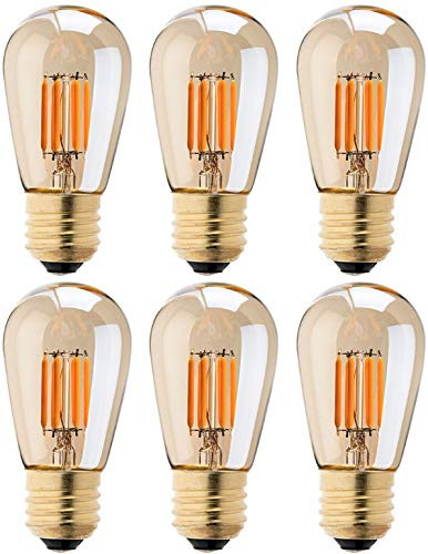 Bulbright 6PACK LED Filament Bulb S14 3W LED Light Filament Bulb, E26 Base, Warm White 2700K, LED Edison Bulb 30W Equivalent, 110-120VAC, Dimmable UL-Listed (6 Pack)