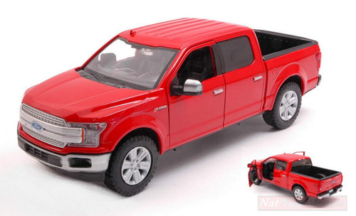 MotorMax Scale Model Compatible with Ford F-150 Lariat Crew CAB 2019 RED 1:27 MTM79363R