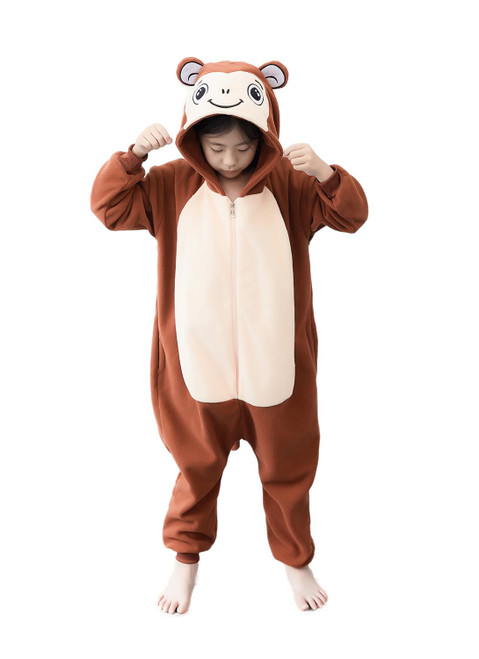 Joyxiamunicorns Unisex Kids Monkey Onesie Animal Cosplay Costume Pajamas Halloween Christmas Cartoon Sleepwear Jumpsuit