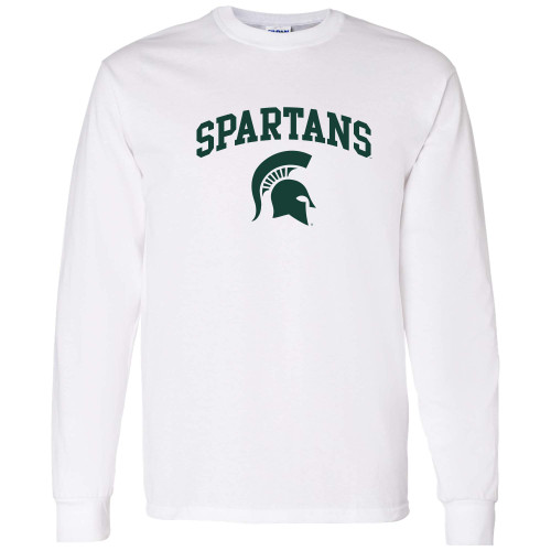 AL03 - Michigan State Spartans Arch Logo Long Sleeve - Small - White