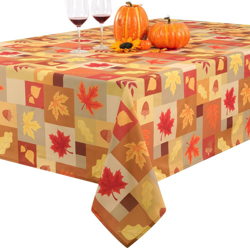 Alishomtll Fall Tablecloth 60x120 Inch, Leaf Table Cloth Rectangle Tables for Thanksgiving Decorations, Orange Waterproof Rectangle Tablecloth Fall Table Decor for Thanksgiving Gift