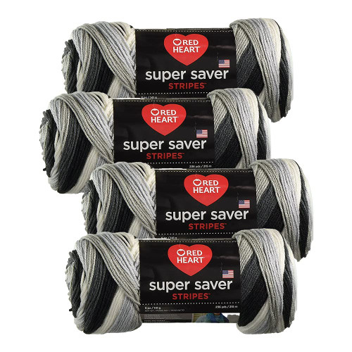 Red Heart Super Saver Yarn (4-Pack of 5oz Skeins) (Newspaper)