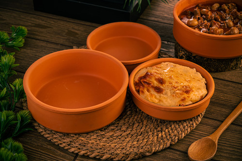 Luksyol Clay Pan For Cooking, Oven Pan, Terracotta Round Oven Bowl, For Cooking, Handmade Cookware, Clay Pot for Oven, Terracotta Pot, Clay Pot For Cooking, Deep Clay Pot, Unglazed Clay Pots For Cooking, Clay Oven Pot Set, 4 Pcs