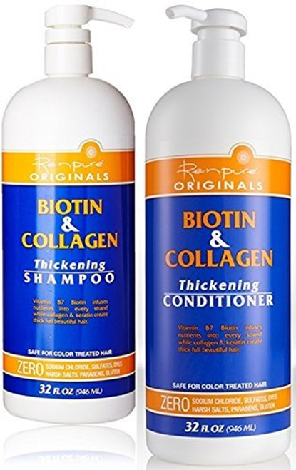 Renpure Originals Biotin & Collagen Thickening Shampoo And Conditioner Set 32 Oz (Zero Sodium Chloride, Sulfate, Dyes Harsh Salts, Parabens, Gluten) Renpure Originals Biotin & Collagen Thickening Shampoo And Conditioner Set 32 Oz (Zero Sodium Chloride, Sulfate, Dyes Harsh Salts, Parabens, Gluten)