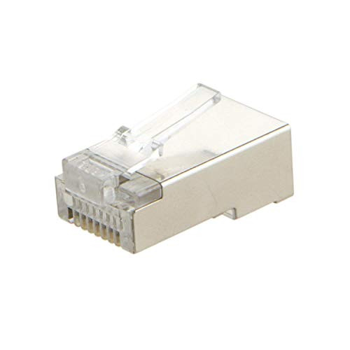 RJ45 Crimp Connectors(10-Pack), CableCreation Cat 5e Modular Connector Ends Ethernet Network LAN Cable Plug Shielded 8P8C FTP Compatible Solid Wire and Standard Cable