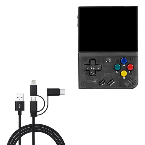 BoxWave Cable Compatible with Miyoo Mini Plus - AllCharge 3-in-1 Cable for Miyoo Mini Plus - Jet Black