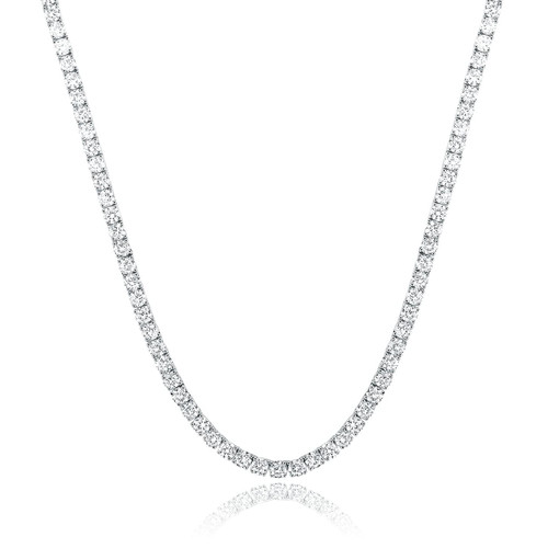 Gemsme 18K White Gold Plated 4.0mm Round Cubic Zirconia Classic Tennis Necklace 16 Inch Gemsme 18K White Gold Plated 4.0mm Round Cubic Zirconia Classic Tennis Necklace 16 Inch
