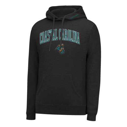 NCAA Coastal Carolina Chanticleers Men's Single Dye Arched School Name Twill Hoodie, Medium, Black HTR/Black