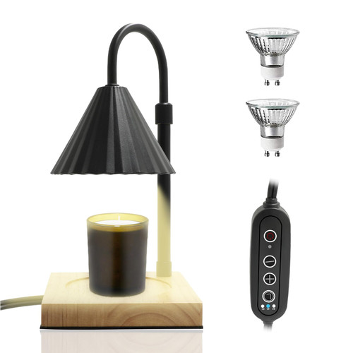 A.bigwhale Candle Warmer Lamp, Dimmable Candle Warming Lamp for Jar Candles, Electric Candle Warmer Lamp with Timer Nightstand Candel Lamp for Bedroom,Height-Adjustable (with 2 Wax Warmer Bulbs)