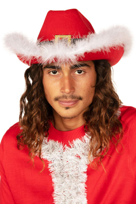 Tipsy Elves Ho Ho Howdy Santa Hat - Funny Red Christmas Cowboy Hat