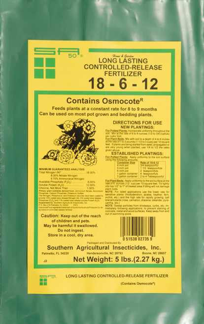 Southern Ag Long Lasting Controlled Release Fertilizer 18-6-12, Osmocote - 5 pound bag Southern Ag Long Lasting Controlled Release Fertilizer 18-6-12, Osmocote - 5 pound bag