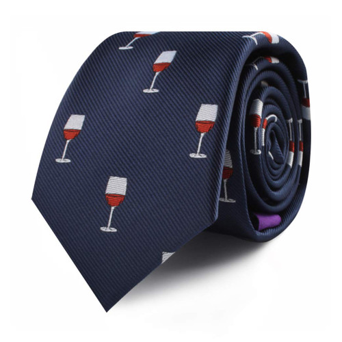 AUSCUFFLINKS Wine Lover Wine Glass for Him Shiraz Merlot Cabernet Vino Skinny Neckties | Present for Work Colleague | Bday Gift for Guys (Wine)