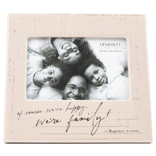 DEMDACO Family Sand Brown 8 x 7.5 Ceramic Stoneware Wall and Tabletop Photo Frame