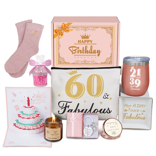 60th Birthday Gifts For Women, Happy 60th Birthday Gifts For Her Best Friend Mom Sister Wife Girlfriend Coworker Turning 60, Gift For 60 Year Old Woman Birthday Unique, Funny Birthday Gift Box Ideas