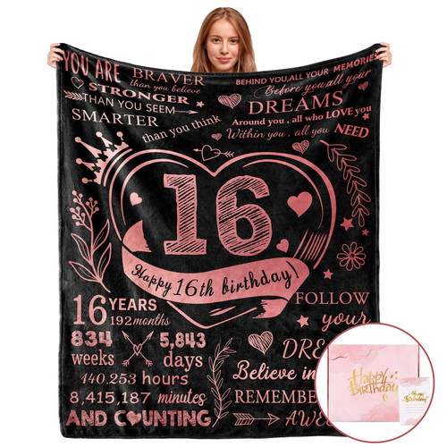 Sweet 16 Gifts for Girls with Gift Box, 16th Birthday Gifts for Girls, Gifts for 16 Year Old Girls, 16th Birthday Gifts Ideas, Sweet Sixteen Gifts for Girls, Sweet 16 Birthday Decorations Blanket Sweet 16 Gifts for Girls with Gift Box, 16th Birthday Gifts for Girls, Gifts for 16 Year Old Girls, 16th Birthday Gifts Ideas, Sweet Sixteen Gifts for Girls, Sweet 16 Birthday Decorations Blanket