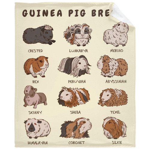 Guinea Pig Breeds Blanket Cozy Soft Lightweight Flannel Throw Blanket for Bed Sofa Travel All Season Small 50"x40" Kids