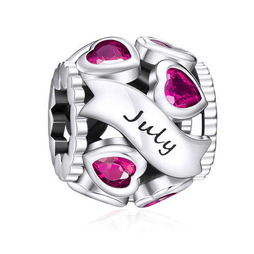 NINGAN July Birthstone Charms 925 Sterling Silver Love Heart Openwork Bead for Charm Bracelets and Necklaces with 5A Cubic Zirconia, Birthday Mothers Day Jewelry Gifts Women Girls NINGAN July Birthstone Charms 925 Sterling Silver Love Heart Openwork Bead for Charm Bracelets and Necklaces with 5A Cubic Zirconia, Birthday Mothers Day Jewelry Gifts Women Girls