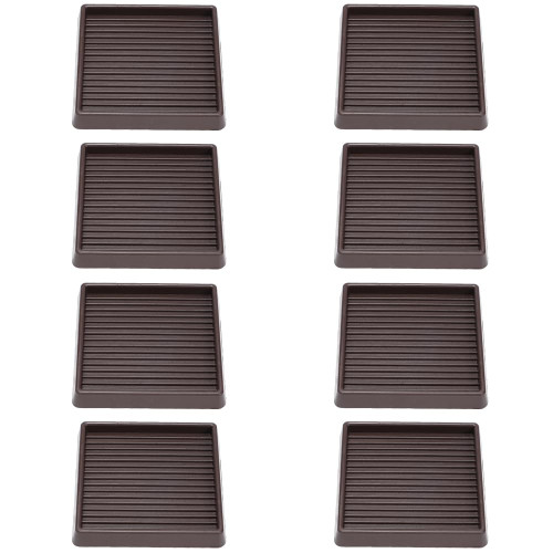 4x4 Square Rubber Furniture Caster Cups, Anti-Sliding Furniture Pads Bed Stopper Floor Protectors with Grip - Protect Any Flooring
