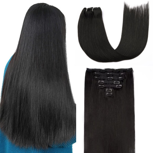 LIZ Hair Human Hair Clip in Extensions, Natural Black 14 Inch 120g 7pcs Hair Extensions Clip in Human Hair Hair Extensions Human Hair Silk Straight Hair Extensions LIZ Hair Human Hair Clip in Extensions, Natural Black 14 Inch 120g 7pcs Hair Extensions Clip in Human Hair Hair Extensions Human Hair Silk Straight Hair Extensions