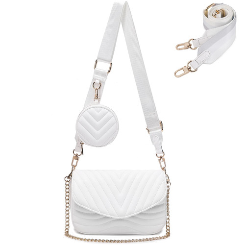 JEEHAN Crossbody Bags for Women Trendy Quilted Crossbody Bag with Coin Purse for Women Small Purses and Handbags (White) JEEHAN Crossbody Bags for Women Trendy Quilted Crossbody Bag with Coin Purse for Women Small Purses and Handbags (White)