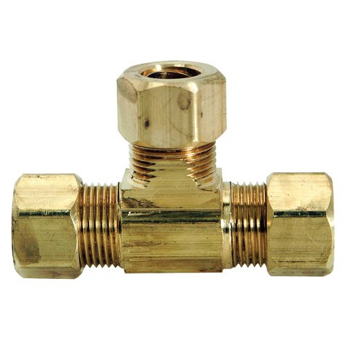 Brasscraft 64-4 1/4 O.D. by 1/4 O.D. by 1/4 O.D. Tee, Rough Brass