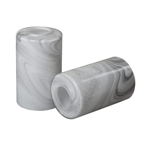 Voguad 2 Pack White Marble Glass Cylinder Lamp Shade with 1 5/8 inch Fitter, Light Fixture Replacement Globe Cover for Chandelier, Wall Sconce, G0083