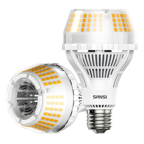 SANSI 200W Equivalent A21 LED Light Bulb, 3000 Lumens E26 LED Bulb with Ceramic Technology, 3000K Soft Warm Non-Dimmable, 22-Year Lifetime, Efficient, 2 Pack 22W Energy Saving for Living Room Kitchen