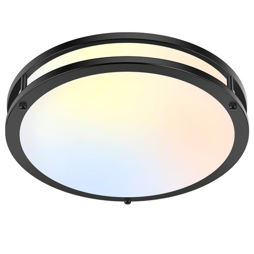 TOBUSA 36W LED Flush Mount Ceiling Light Fixture, 13inch LED Ceiling Light 3600LM, Modern Black Ceiling Light 2700K/3000K/4000K/5000K/6500K 5CCT, Dimmable Ceiling Lamp for Living Room Kitchen,1 Pack