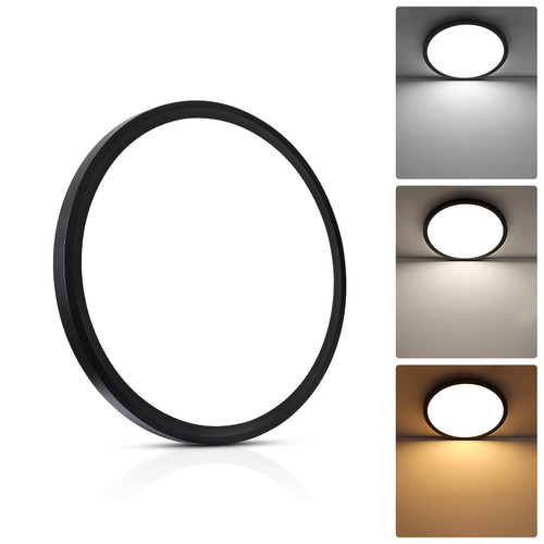 Unicozin 1 Pack Flush Mount Ceiling Light, 15.4 Inch 3 CCT Selectable 3000K/4000K/6000K, 32W 3200LM Black Shell Round Flat Panel Light, Surface Mount LED Ceiling Lamp for Kitchen Bedroom Hallway