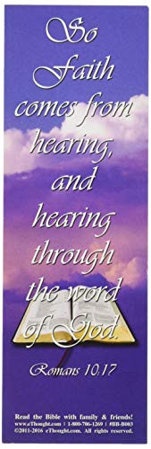 eThought BB-B003-25 Romans 10:17 Faith Comes from Hearing Bookmark Size Bible Verse Cards (Pack of 25)